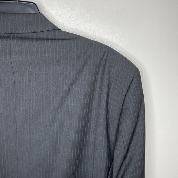 HUGO BOSS Suit Jacket Mens 44R 2-Button Gray Pinstripe Virgin Wool Super 100 - Picture 7 of 11